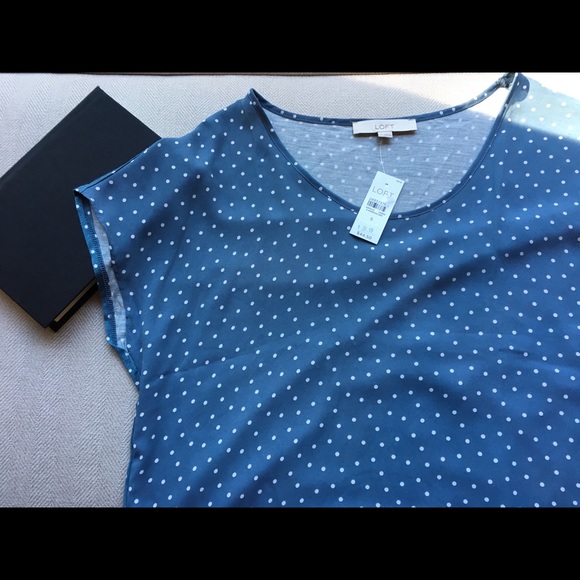 LOFT Tops - LOFT | Polkadot Crop-Sleeve Top | S